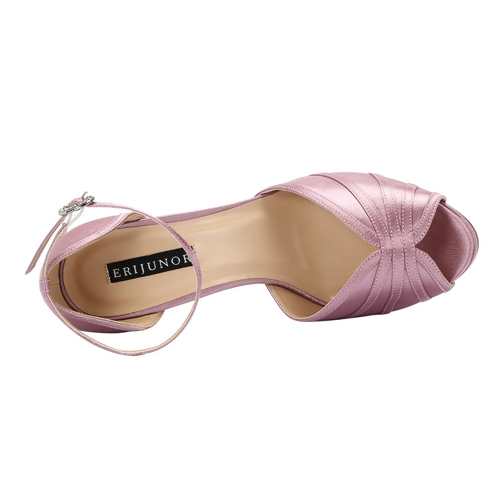 ERIJUNOR Women's High Heel Sandals Lace Satin Ankle Strap Evening Party Prom Wedding Shoes - Image 4