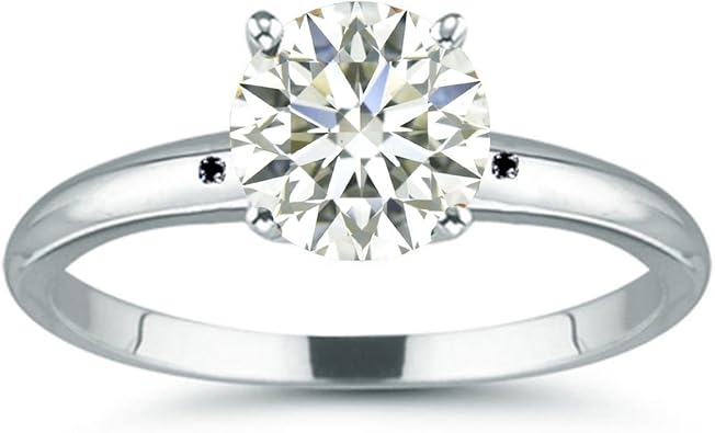 Ringjewel 1 24 Ct Vs1 Round Moissanite Solitaire Silver Plated Engagement Ring Off White Color Size 7 Amazon Com