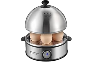 Annie & Mia Design Electric Egg Cooker, All Stainless Steel 7 Egg Capacity egg boiler, 360W, Hard, Medium, Soft Boiled Egg Po