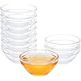 PARBEE 3" Clear Glass Pinch Bowls, 10 Pack 2.5oz Small Prep Dishes Stackable Ingredient Bowls for Spices Dipping Sauces Ice C