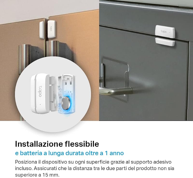 T110 Sensore Contatto Smart Porte Finestre Avvisi Hub Richiesto