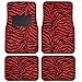 New Premium Grade 15 Pieces RED Zebra Print Low Back Front Car Seat Cover Rear Bench Cover and 4 Pieces Floor Mats Set