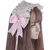 Re-Lady Women Lolita Hearband Hair Hoop Maid Anime Cosplay Headwear Ribbon Bowknot Cute Hair Band Hair Accessory Pink
