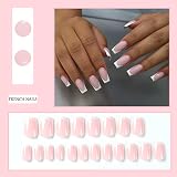 EONFAVE French Tip False Nails 24Pcs White Edge Press On Nails view 2