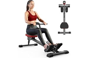 BEKING Rowing Machine, Hydraulic Rower Machine with 12 Resistance Levels, 300LBS Loading Capacity,Smart Compact,Extra-Long Rail,Full-Body Workout Cardio Fitness Equipment for Home Use