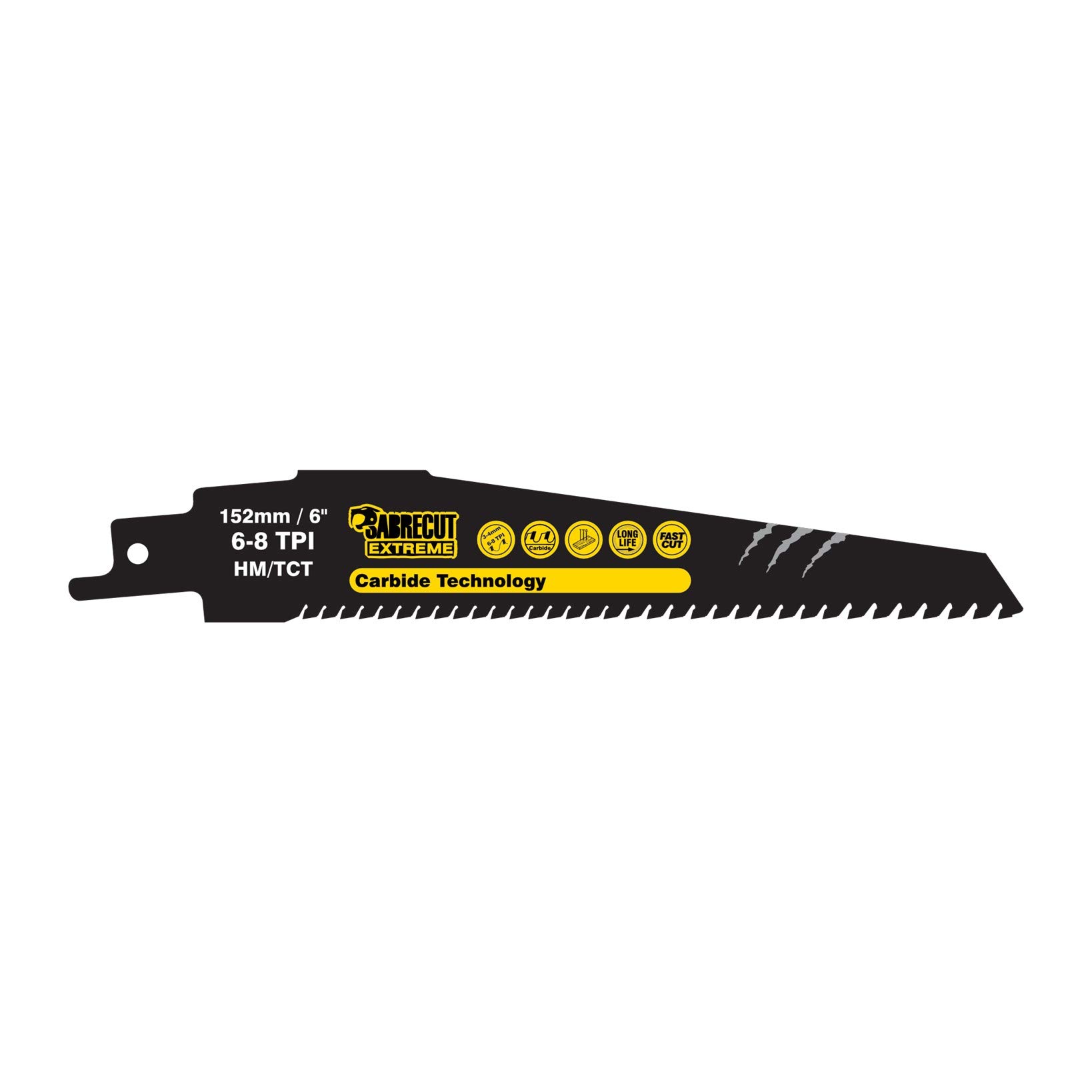1 x SabreCut SCRS956XHM Tungsten Carbide 152mm Variable 6-8 TPI S956XHM Very Fast Wood and Plastic Cutting Reciprocating Sabre Saw Blade