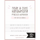 Neat and Cute Handwriting practice Workbook for adults and Teens: Improve your handwriting skill &amp; Practice with Monoline lettering Practice Page, ... worksheet for adults, My Chewycake font