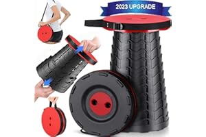FISHBOY 2023 Upgraded Portable Collapsible Folding Stool, Retractable Telescoping Foldable Camping Stool for Adults for Outdoor Fishing Hiking Gardening Travel BBQ (Red)