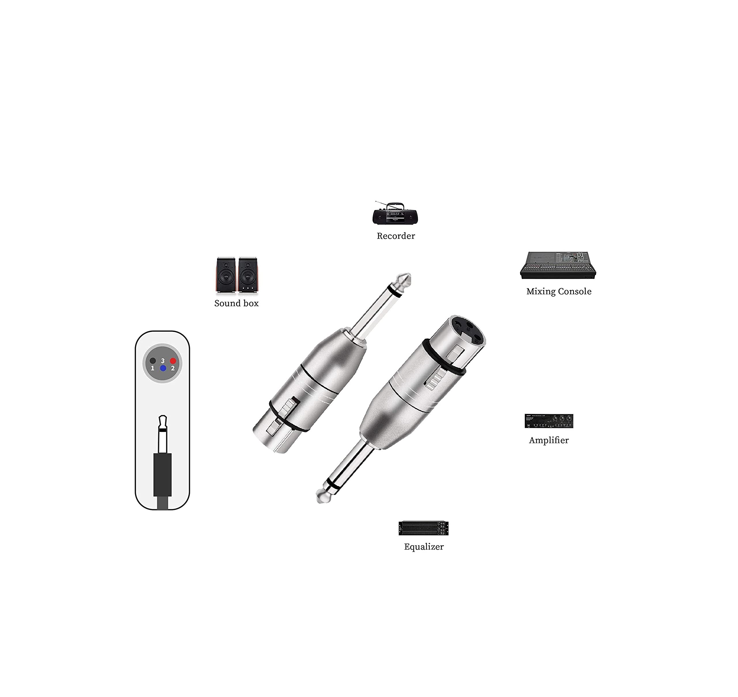 Mr. Gadget's Solutions XLR to Jack TRS Adapter, Balanced Female XLR to Quarter Inch 6.35mm Male Adapters