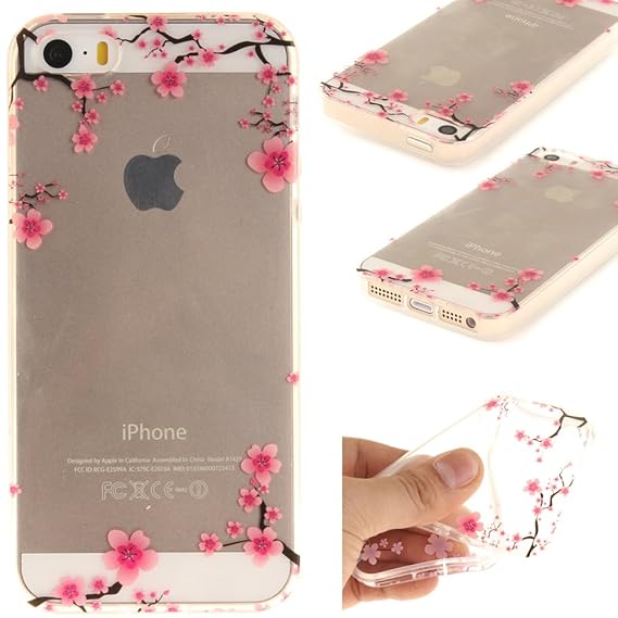 Ooboom® iPhone 5SE Hülle Handy Tasche Transparent TPU Silikon Ultra Dünn Schlank Schutzhülle Case Cover für iPhone 5SE - Pfla