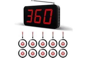PANDAAR Nurse Call System,Caregiver Pager for Queue Management, 10 Call Buttons and 1 Display Receiver, Wireless Calling System with Volume Control,for Clinic Nurses Station Restaurant Care Facility
