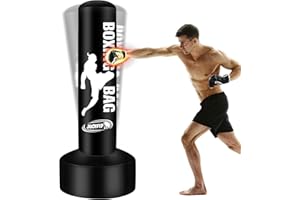 YORWHIN 69'' Standing Punching Bag for Adults, Heavy Bag Boxing Equipment Kicking Bag Inflatable Kick Boxing Bag with Stand for Training MMA Muay Thai Fitness