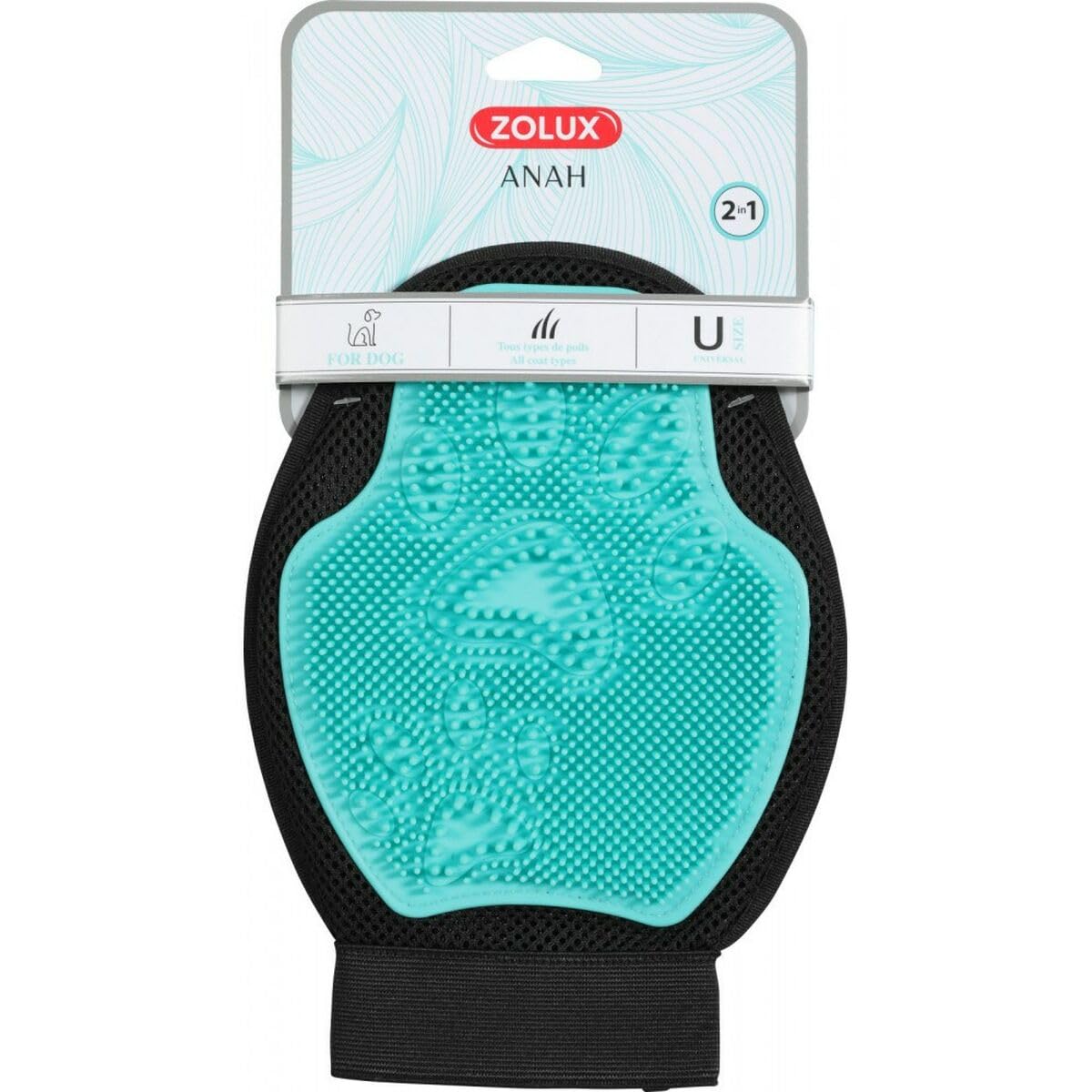 Zolux - ZO-470837 Double-Sided 2-in-1 Dog Grooming Glove One Size