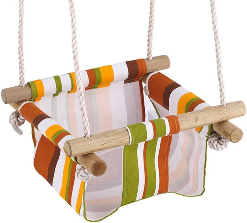 Baby Canvas Swing Hanging Chair Wooden Swinging Rocking Chair,Green
