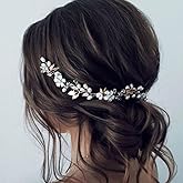 JAKAWIN Wedding Hair Piece Bridal Hair Accessories Flower Hair Vine for Women (1 Silver, 13.8 IN)