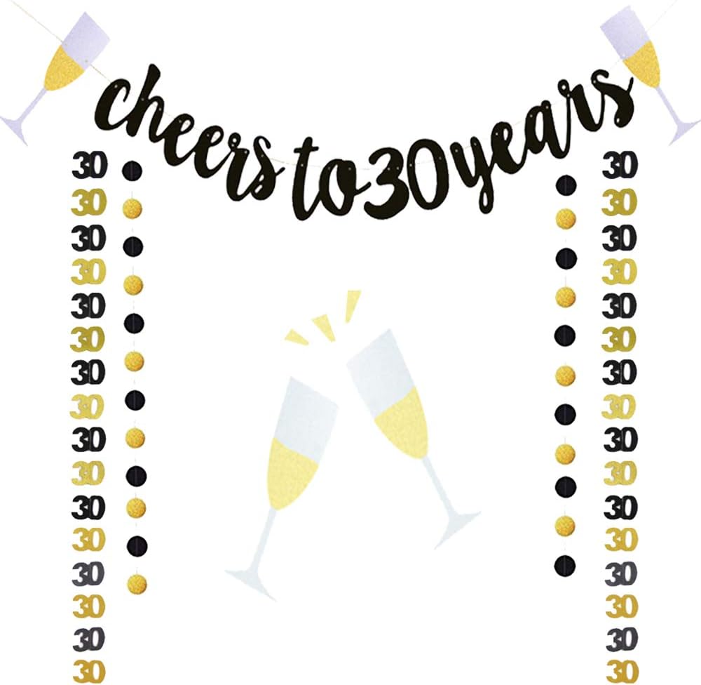 Jevenis Set Of 4 Cheers To 30 Years Banners Cheers To 30 Years