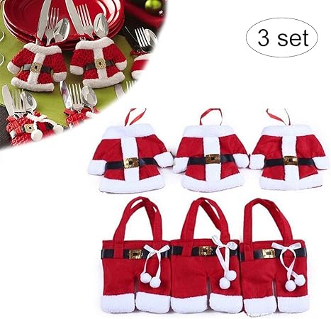 Segnaposto Natalizi Amazon.Hilai Portaposate Tuta 6pcs Babbo Natale Natale Decorazione Della Tavola Segnaposto Regalo Amazon It Casa E Cucina