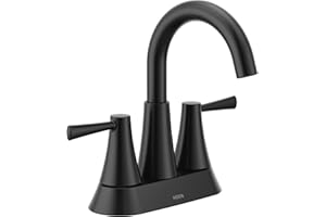 Moen 84022BL Ronan Two-Handle 4-Inch Centerset Modern Bathroom Faucet with Push-Down Drain, Matte Black
