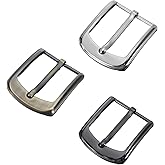 Shimmeroo 3 Pcs Classic Belt Buckle Replacement for Men & Women,38-40 mm (1.5-1.6 inch) Interchangeable Buckles with 3 Colors - Black+Silver+Bronze