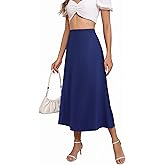 Women's Satin Skirts Dressy Casual 2025 Fall High Waisted Cocktail Silk Glossy Wedding Flowy Elegant A Line Long Skirt