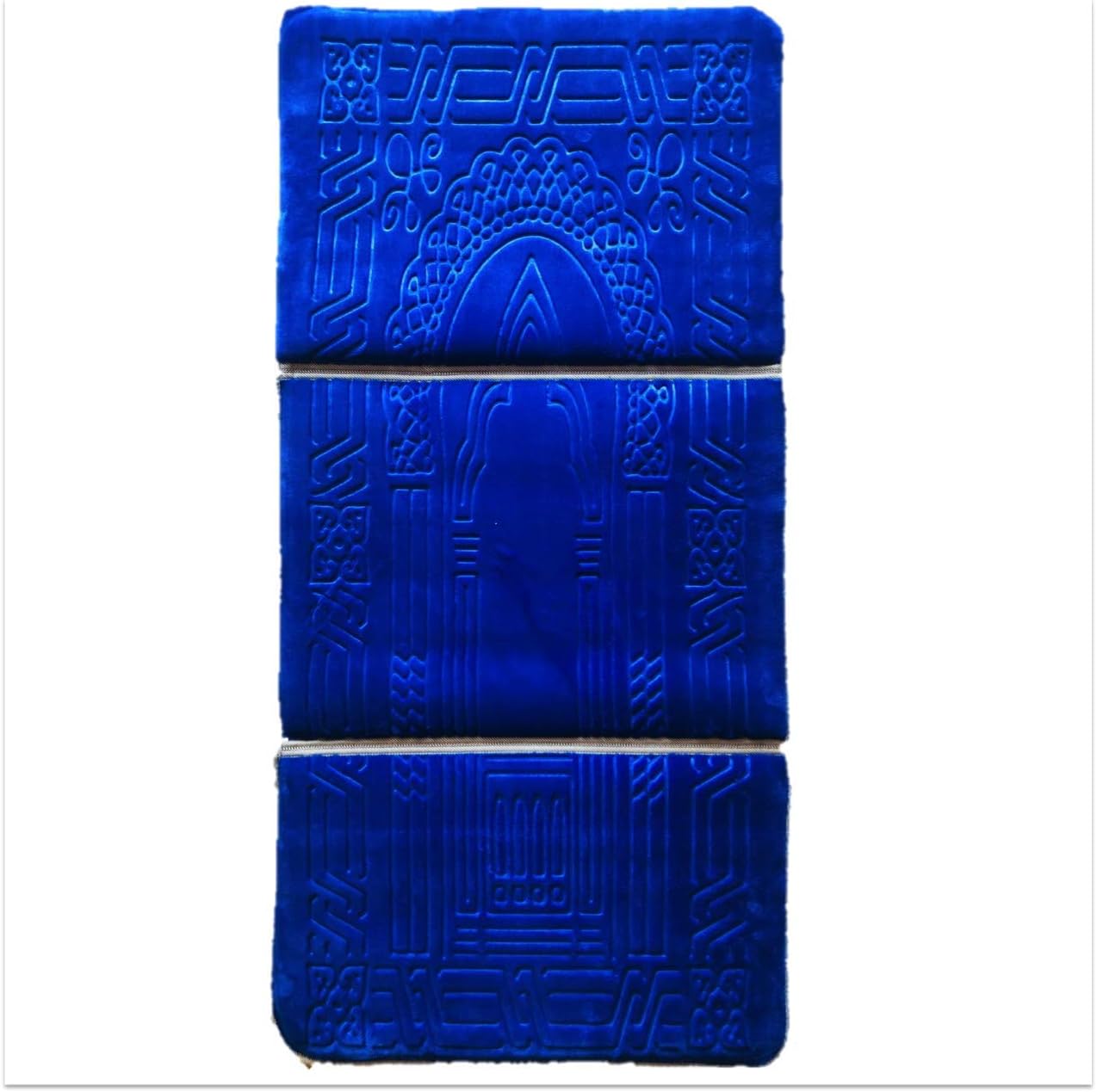Eid Gift Soft Luxurious Memory Foam Prayer Rug with Bag Vibrant Colors Foldable Microfiber Flannel Memory-Foam 43"x21"x0.5" (Blue) + Free Bag