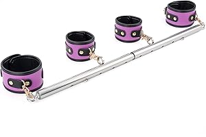 CLADELE Spreader Bar Heavy Duty Stainless Steel Expandable Bar Home Gym with 4pcs Furry Crocodile Red Adjustable Strap,Sports Aid Training Pilates Aid Kit,Indoor Yoga Set