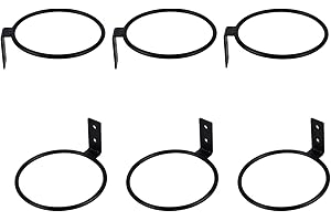 TQVAI 4 inch Flower Pot Holder, Wall Planter Ring Hanger, Wall Mounted Pot Hook Bracket, 6 Pack, Black