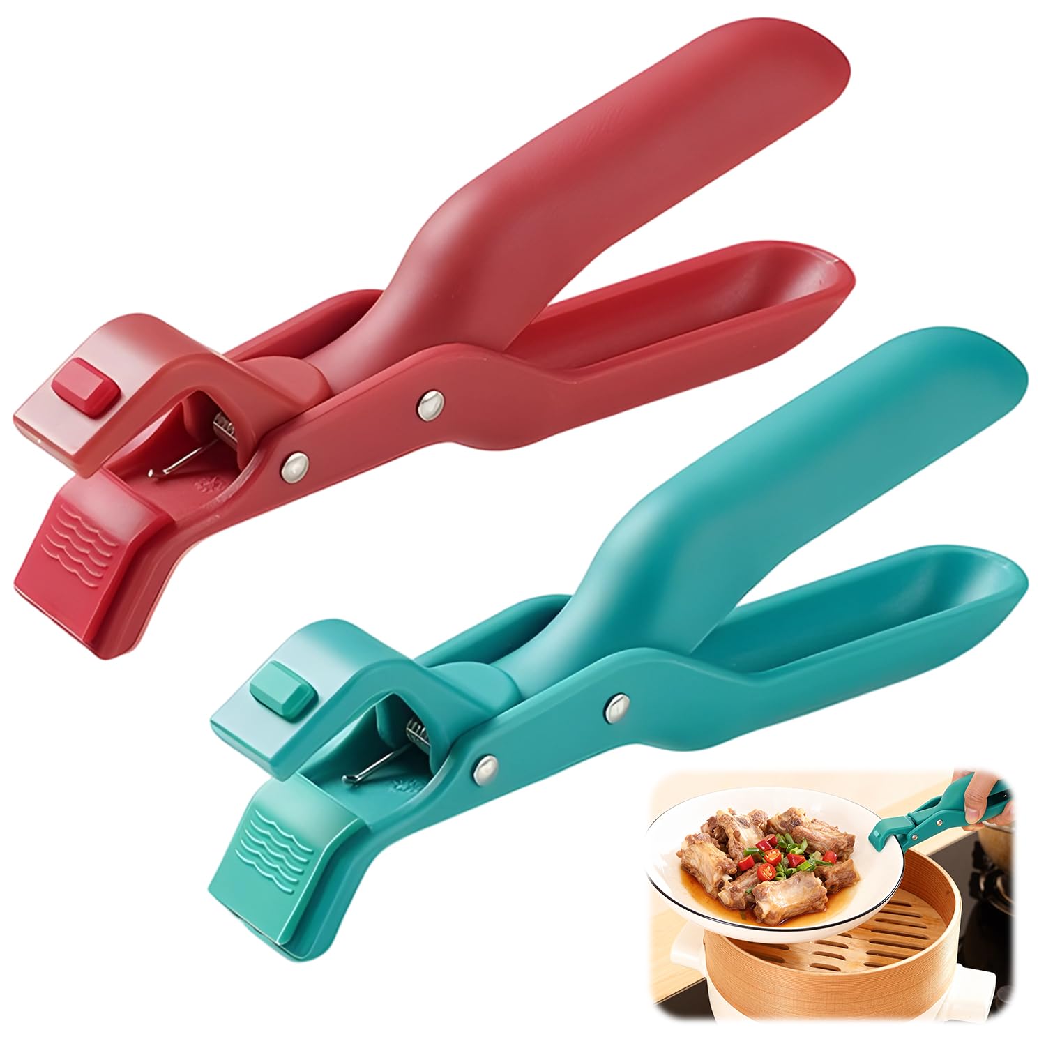 Photo 1 of 2 PCS Hot Plate Grippers, 2025 Upgraded Silicone Clip, Hot Plate Gripper Tongs, For Kitchen, Hot Bowl Dish Plate Gripper Clips Tongs Clamp Holder, Kitchen Silicone Anti Slip Clip