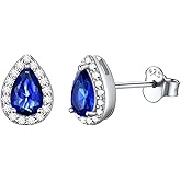 ChicSilver 925 Sterling Silver Heart/Round/Pear/Emerald Cut Birthstone Stud Earrings for Women Birthday Jewelry
