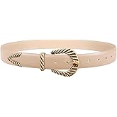 XZQTIVE Western Belt for Women, Modern Rodeo Cowboy Cowgirl Belts, Country Leather Belt Gold Buckle