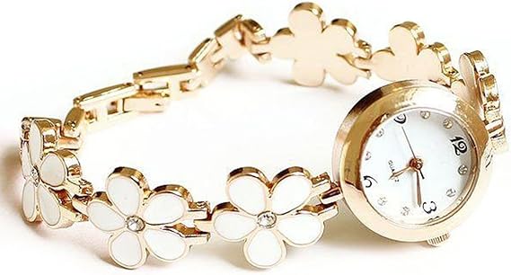 Amazon Yzg お花 ブレスレット風フラワー腕時計 レディース Watch 白 レディース腕時計 腕時計 通販