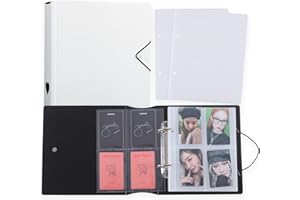 NEFFLIWE 4-Pocket Photocard Binder A5 D-Ring Photocard Holder with 50Pcs Inner Sleeves Korean Photocard Collect Book Holds 200 Cards (White)
