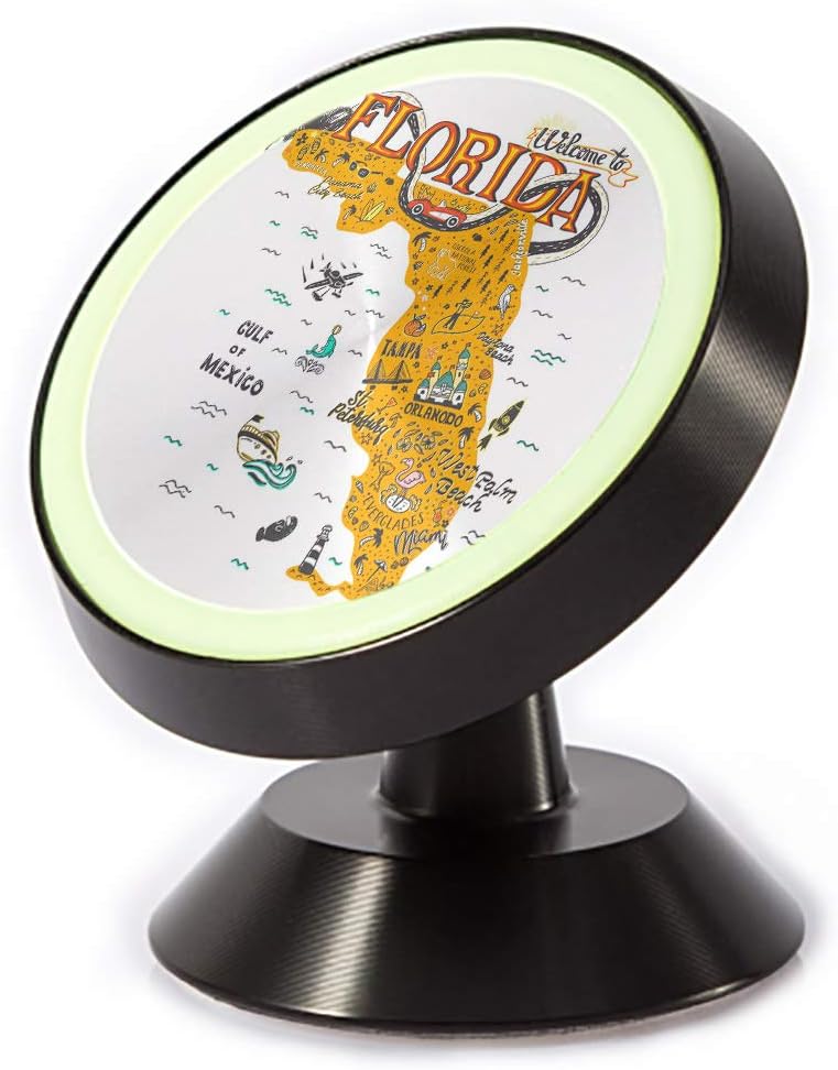 Tinmun Magnetic Phone Car Mount, Florida Map Tourist Attractions Tampa Universal Car Phone Holder for Dashboard