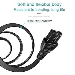 SLLEA 6ft AC Power Cord Cable Plug Compatible with