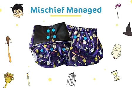 Superbottoms Cloth Diapers Plus Reusable All in One Diaper with 2 Organic Cotton Soakers and Dry Feel - Mischief Managed