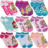 Disney 9 Pairs Girls’ Princess No Show Socks Kids Toddlers Shoe Size 7-10 Bulk Lot Set
