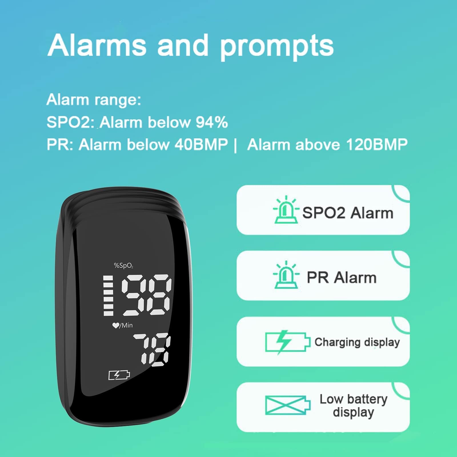 Pulse Oximeter Fingertip, Rechargeable Blood Oxygen Saturation Monitor, Accurate Fast SpO2 Reading (Black)