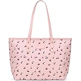 CATSEA Coquette Bow Cherry Tote Bag For Women Cute Bow Cherry Print Medium Top Handle Handbag Pu Leather Shoulder Bag