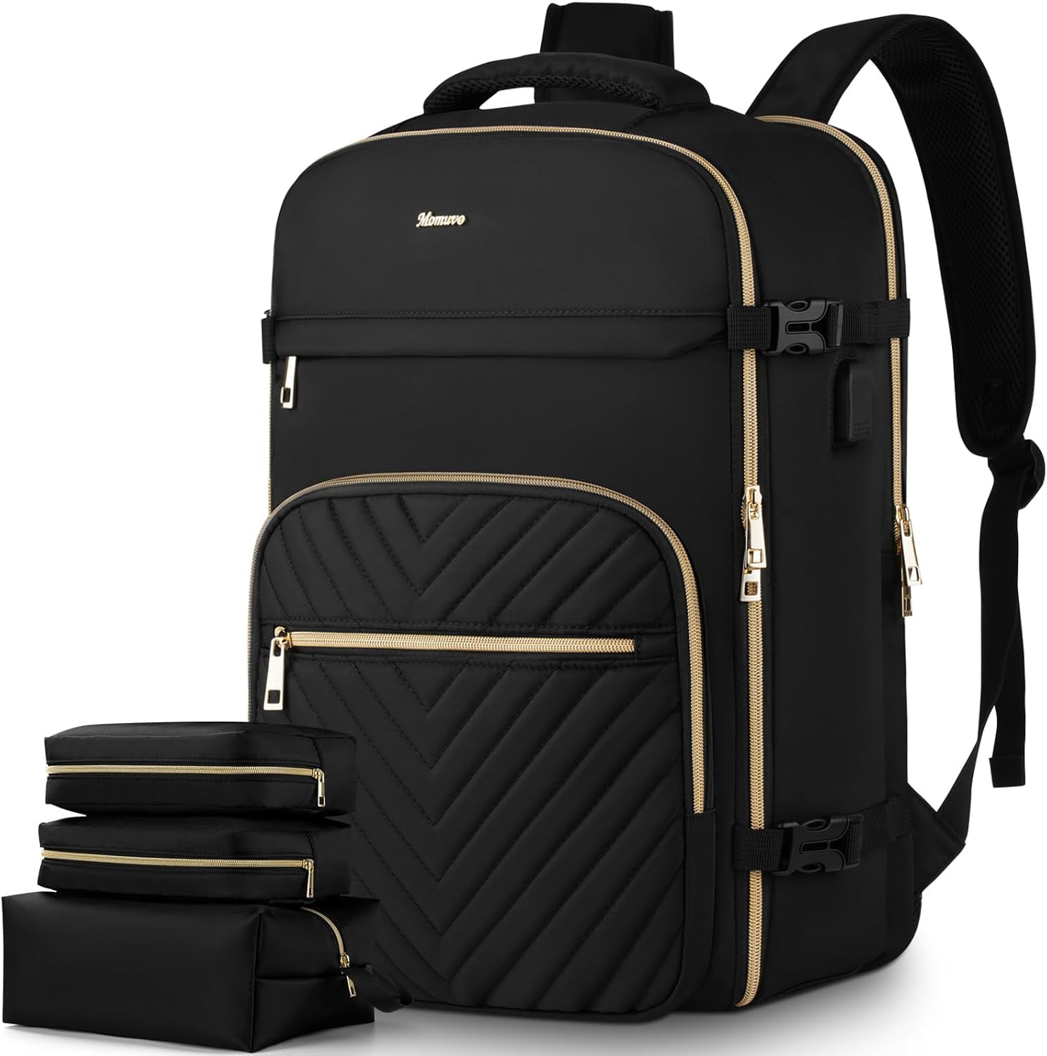 Photo 1 of MOMUVO Large Travel Backpack Sets for Women,Carry On Backpack Flight Approved,Laptop Backpack Luggage Backpack with USB Charging Port,18.4 Inch