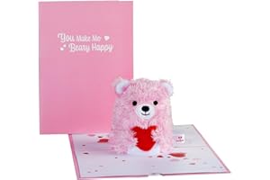 Lovepop You Make Me Beary Happy PlushPop Pop-up Card for All Occasions - Fun 3D Greeting Card Gift - Unique Anniversary, Wedding, Valentine's Day, and Birthday Cards - Bear