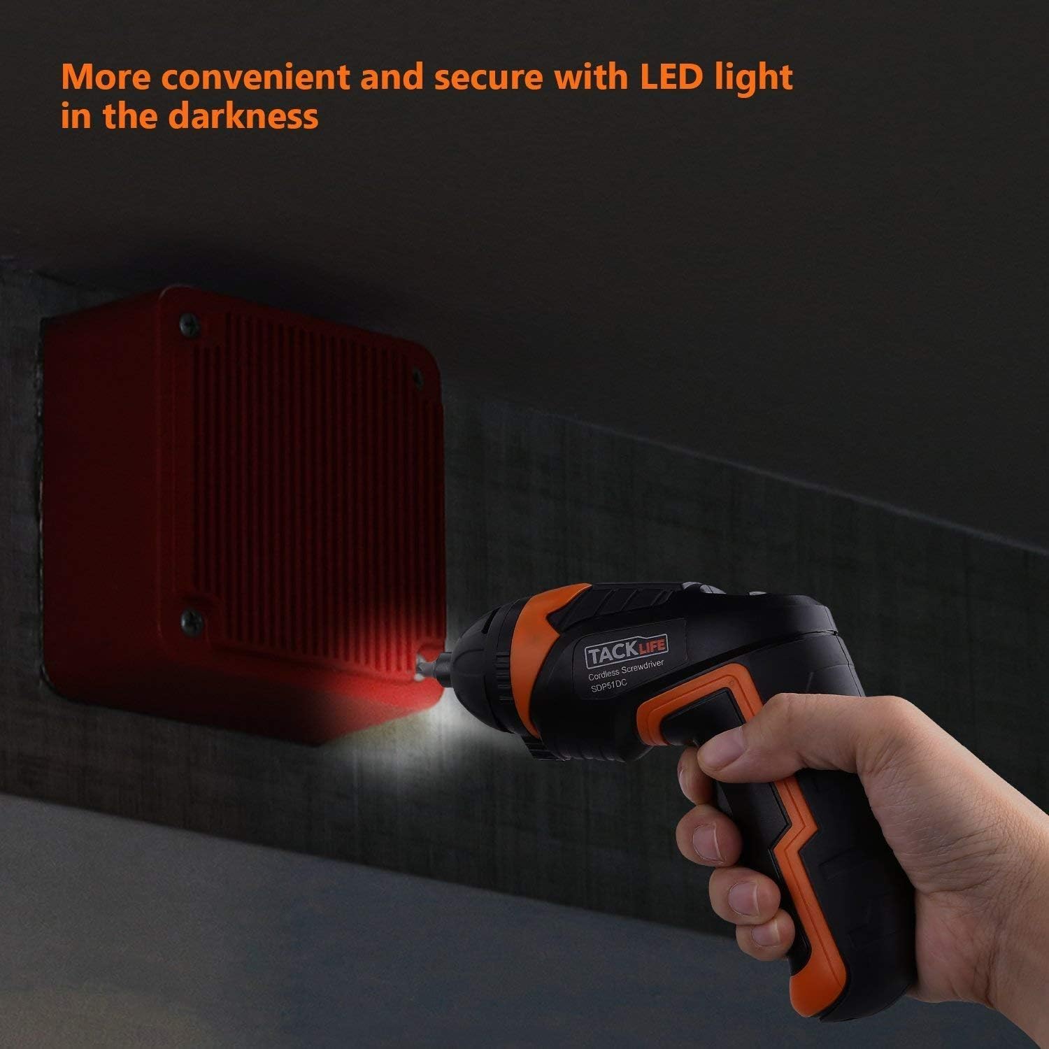TACKLIFE SDP51DC Electric Screwdriver, 3.6V MAX 2.0Ah Li-ion Cordless Screwdriver Rechargeable, 4N.m, 33pcs Accessories, USB Fast Charging, With LED, for Mounting Furniture, Shelves, Mini-blind etc.: Home Improvement