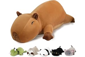 Finebee Weighted Capybara Stuffed Animals, Cute Weighted Capybara Plush, Soft Stuffed Weighted Plushie Pillow Gifts for Girls Boys(9.8" 0.8Lbs)