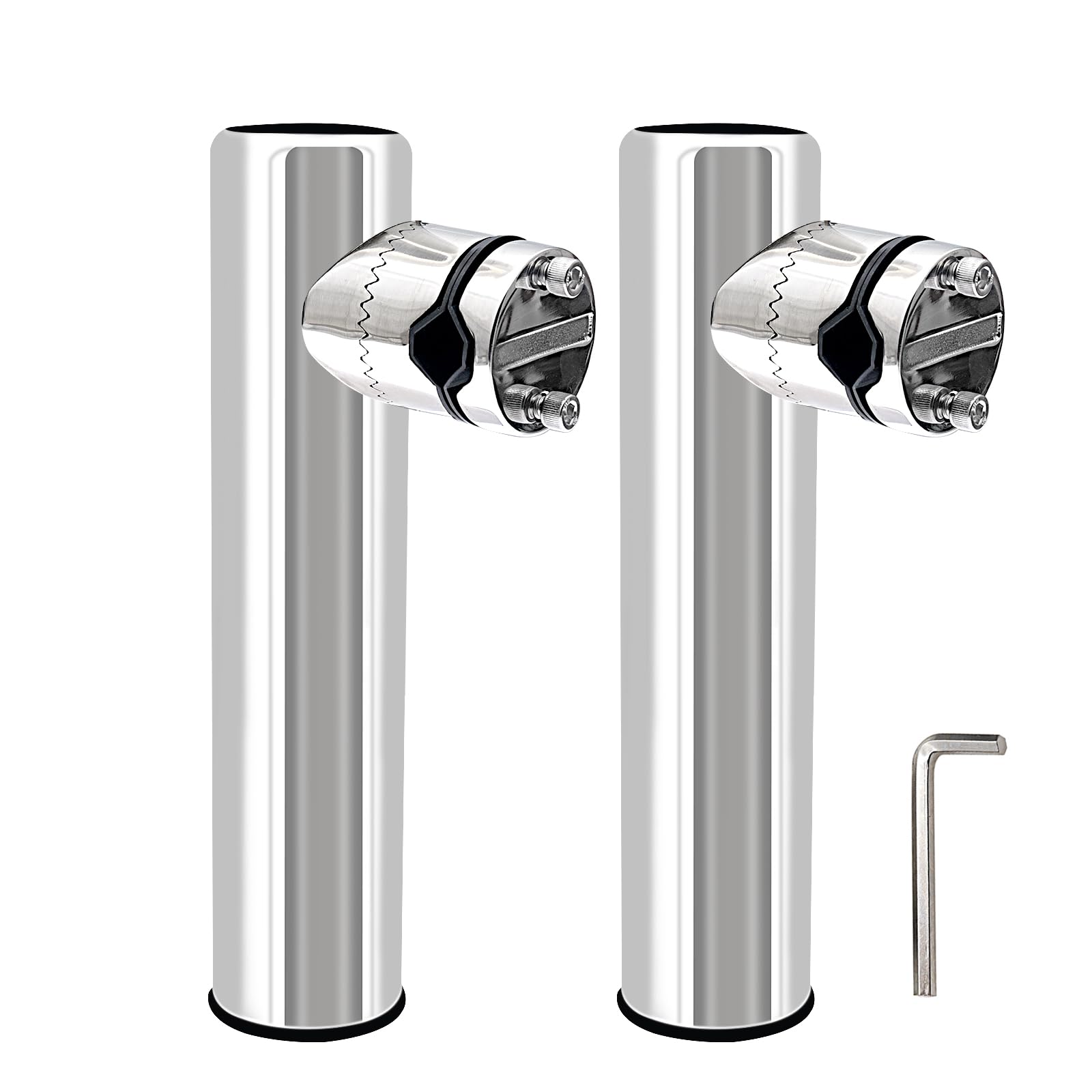 Geloo Stainless Steel Fishing Rod Holder Marine Fishing Rod Holders Clamp on Adjustable Rod Holder on Rails Mounting Stainless Steel Rail for Boat Yacht Rails7/8(22mm) to 1"(26mm) (B)