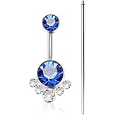 ZYTAIJEW G23 Titanium Hypoallergenic Internally Threaded 14G 10mm Belly Button Rings Petite Navel Bezel CZ Ring for Women Body Piercing Jewelry With Changing Tool Taper