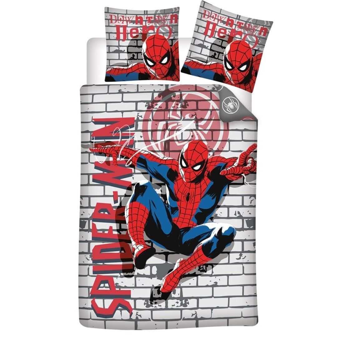 Spiderman Graffiti Single Bedding Set, Duvet Cover 140 x 200 cm + Pillowcase 65 x 65 cm, Polycotton