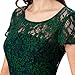 Noctflos Women's Emerald Green Lace Contrast Bow Cocktail Party Casual Flare Dress