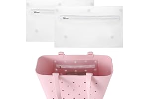 MITCHENIFY Clear Zipper Pouches Insert Compatible with Simple Modern Bag Large/Extra Large, Accessories for Rubber Beach Bag, Waterproof Plastic Pouches Inside, 2 Packs