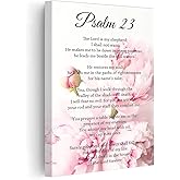PBXBJY Christian Wall Art Psalm 23 Canvas Prints Bible Verses Poster Picture Scripture Painting Religious Artwork for Church Prayer Wall Decor Framed (Pink, (12.00" x 18.00"))