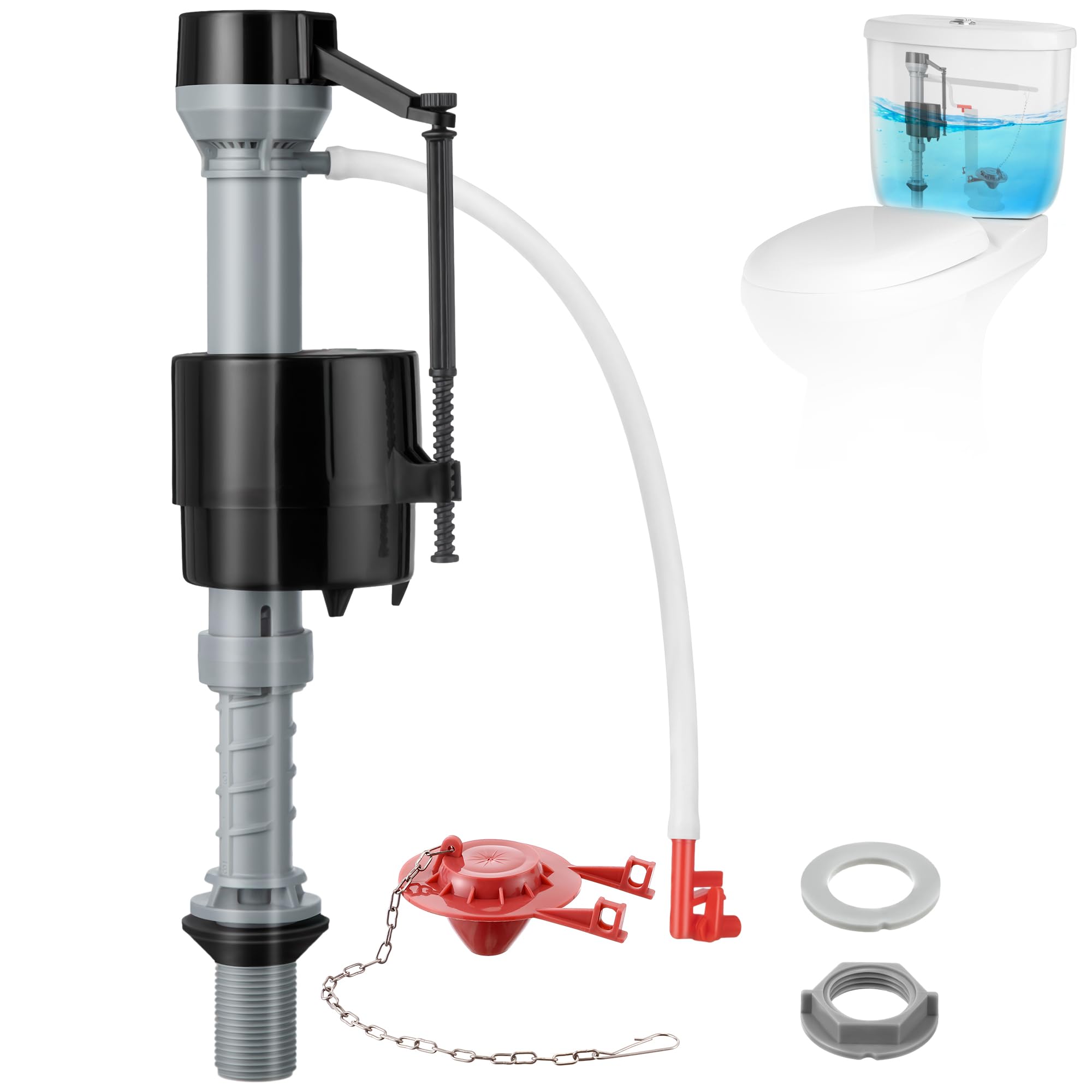 Photo 1 of Saillong 1 Sets Toilet Float Replacement Kit, Universal Toilet Flusher Replacement Kit and 2 Inch Flapper Replacement, High-Performance Tank Water Control and Fill Valve