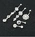 YOVORO 5PCS 14G 316L Stainless Steel Dangle Belly Button Rings for Women Navel Rings Curved Barbell Body Piercing S